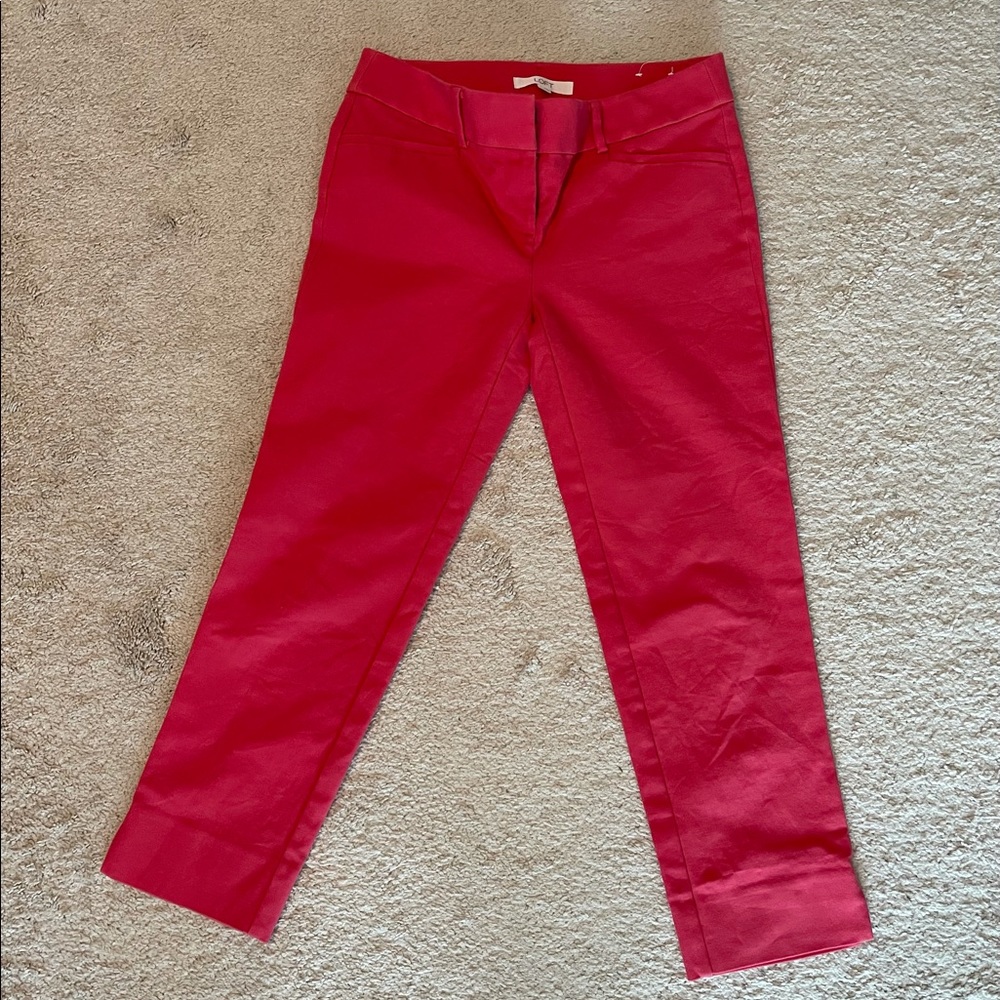 Loft Riviera Fit candy apple red cropped dress pant
